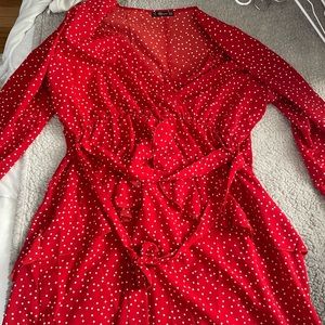 Size XXL red polka dot long sleeve cocktail dress